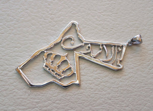 Hashemite kingdom Jordan sterling silver map and royal crown pendant 925 k high quality arabic jewelry fast shipping خارطة الاردن فضه