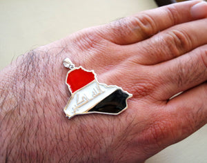Iraq sterling silver map and new flag enamel colors pendant 925 k high quality arabic jewelry fast shipping خارطة العراق فضه