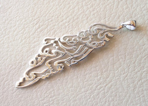 Palestine map pendant with famous poem verse sterling silver 925 k high quality jewelry arabic fast shipping خارطه و علم فلسطين