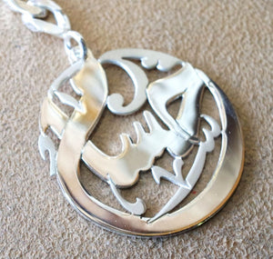 Heavy Key chain one or two names arabic made to order customized sterling silver 925 high quality polishing big size pear shape اسماء عربي