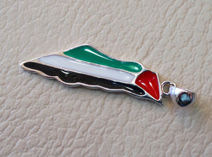 Palestine map & flag pendant sterling silver 925 k high quality enamel colorful jewelry arabic fast shipping خارطه و علم فلسطين