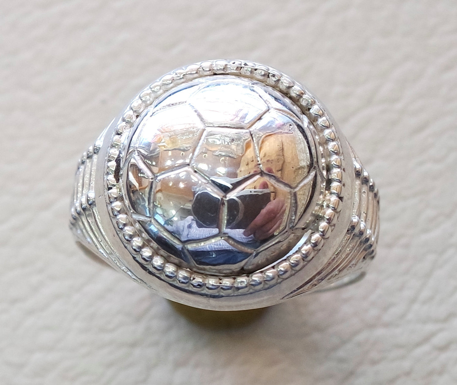 Football lover sterling silver 925 men ring all sizes jewelry fast shipping ideal for soccer player or fan gift