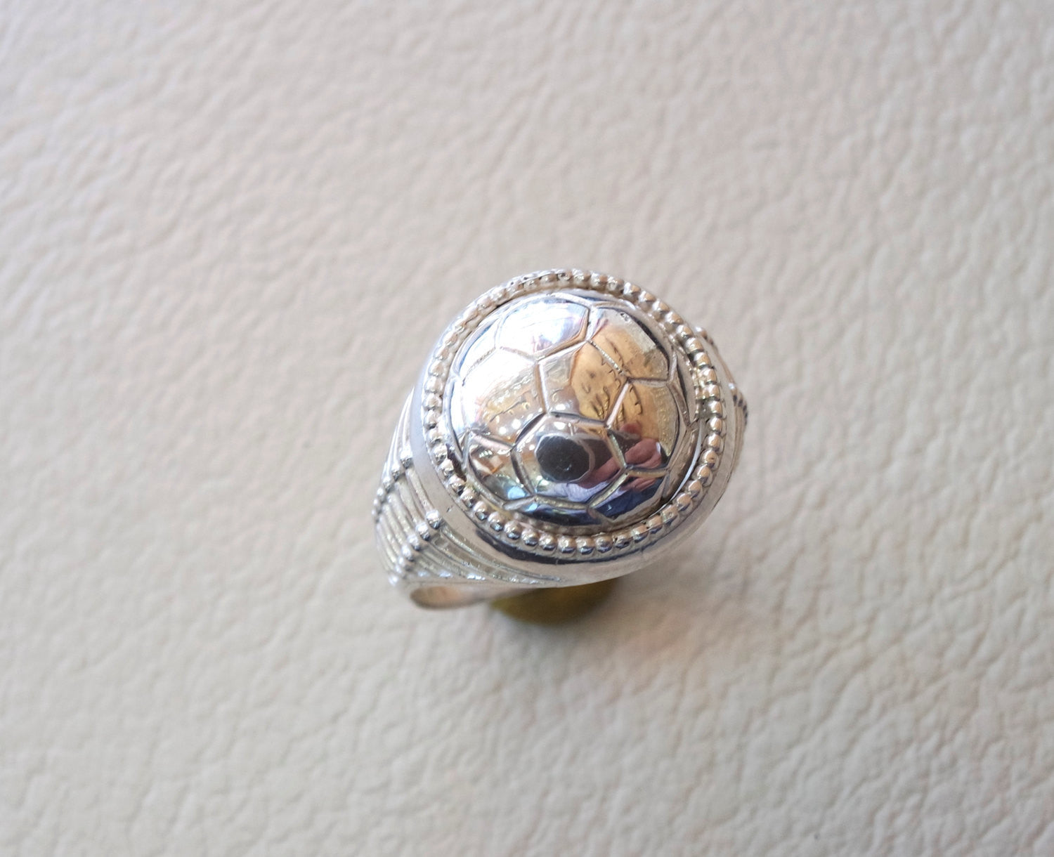 Football lover sterling silver 925 men ring all sizes jewelry fast shipping ideal for soccer player or fan gift