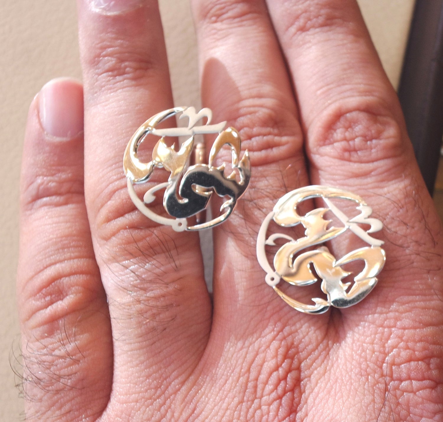 cufflinks , cuflinks  1 name calligraphy arabic customized any name made to order sterling silver 925 heavy men jewelry