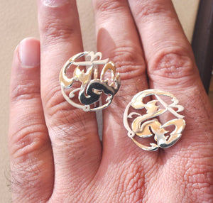 cufflinks , cuflinks  1 name calligraphy arabic customized any name made to order sterling silver 925 heavy men jewelry