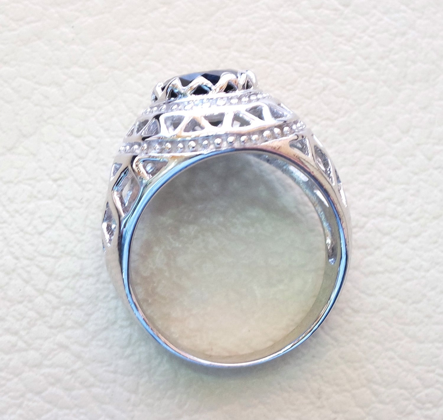 man ring sterling silver 925 round black cubic zircon Cz stone identical to genuine diamond fast shipping all sizes jewelry ottoman sultan