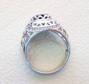 man ring sterling silver 925 round black cubic zircon Cz stone identical to genuine diamond fast shipping all sizes jewelry ottoman sultan