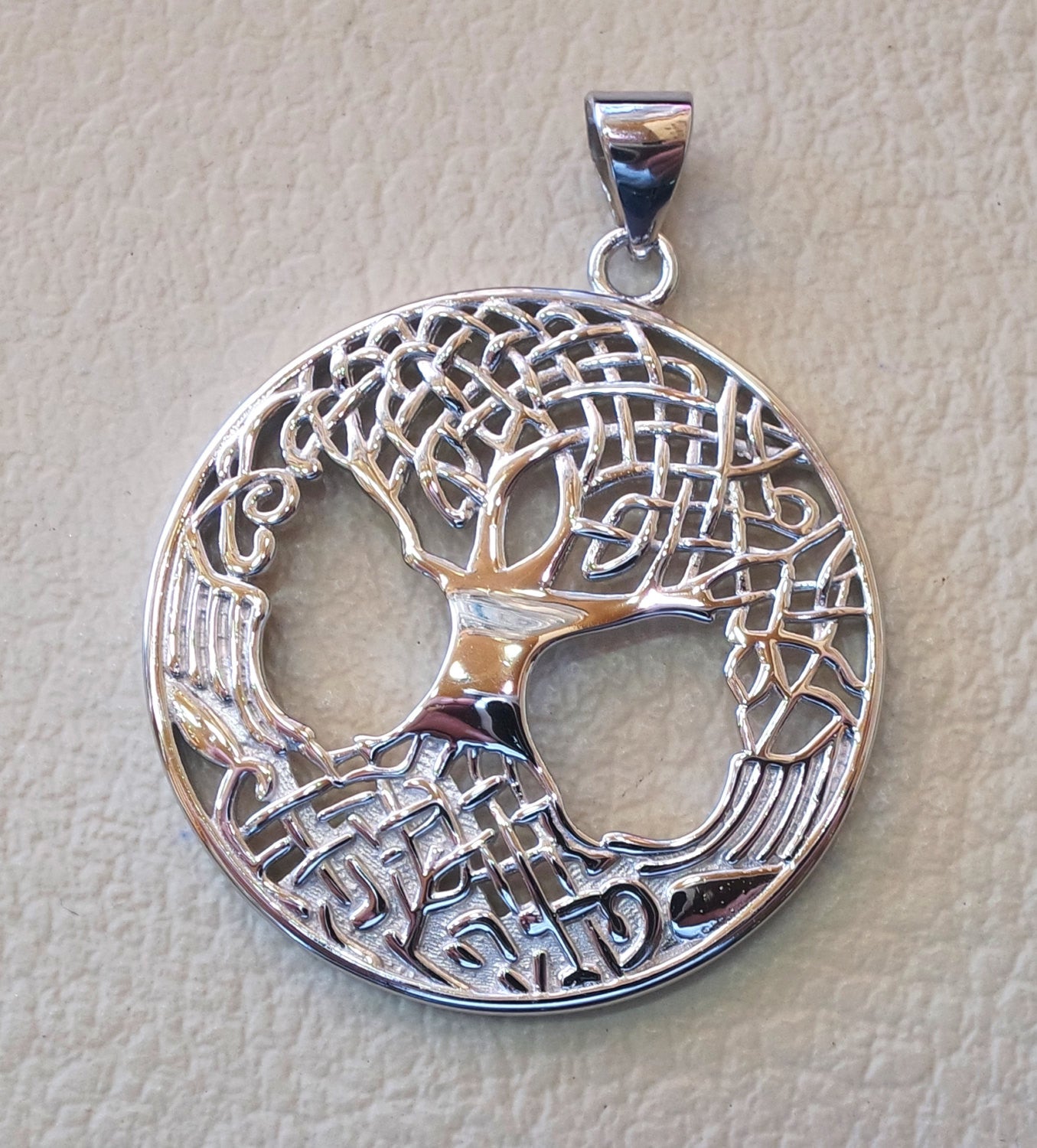 Tree of life sterling silver big round pendant 925 k high quality  jewelry free shipping Chakra Kabbalah symbol of  wisdom handmade