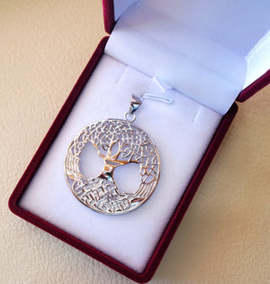 Tree of life sterling silver big round pendant 925 k high quality  jewelry free shipping Chakra Kabbalah symbol of  wisdom handmade