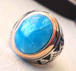 smithsonite natural sky blue stone ring sterling silver 925 men jewelry all sizes semi precious gem highest quality middle eastern style