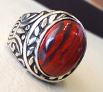 snake skin jasper stone natural gem sterling silver 925 ring red and black oval semi precious cabochon man huge ring jewelry fast shipping