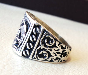 Two headed eagle heavy men ring byzantine roman historical and modern symbol all sizes sterling silver 925 express shipping jewelry