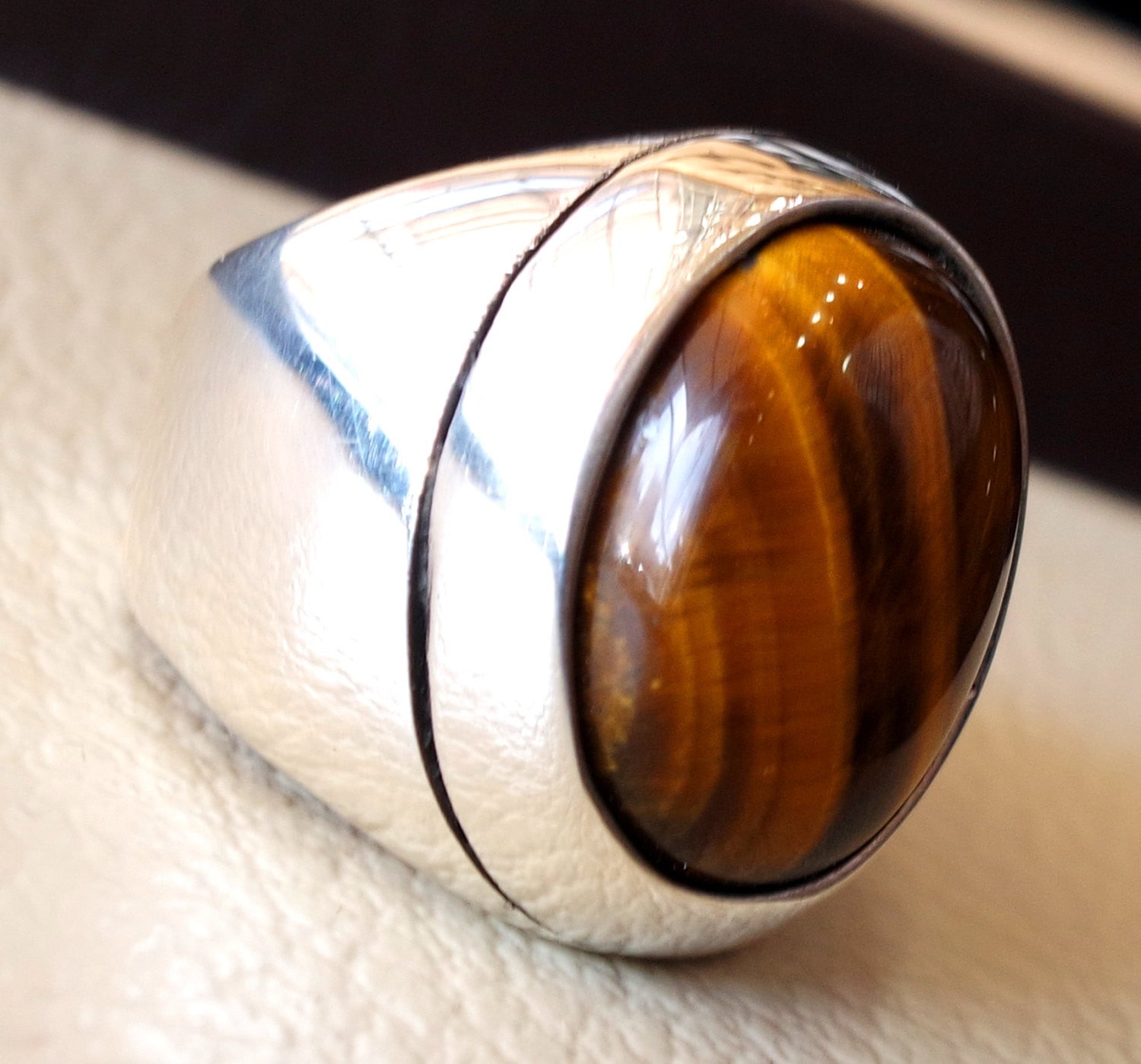 Vintage Tiger Eye Stainless Steel Gemstone Ring – GTHIC