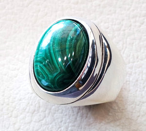 huge malachite natural green stone sterling silver 925 ring jewelry eastern turkish arabic style oval semi precious cabochon fast shipping