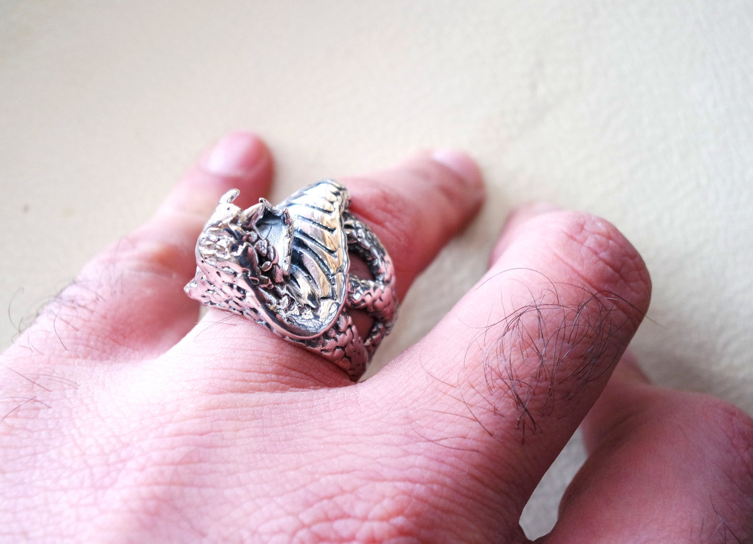huge cobra snake ring heavy sterling silver 925 man biker ring all sizes handmade animal head jewelry fast shipping detailed craftsmanship