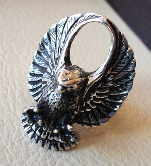 eagle falcon huge heavy ring heavy sterling silver 925 man biker ring all sizes handmade animal jewelry fast shipping detailed craftsmanship