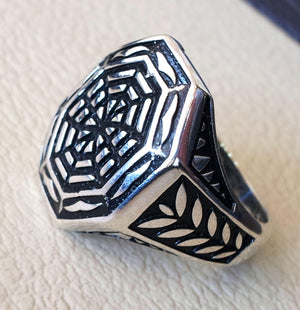 spider net  sterling silver 925 heavy ornament man ring shape any size style high quality biker animal  jewelry all sizes