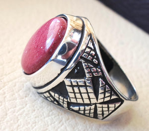 red rose mookaite jasper aqeeq natural stone sterling silver 925 heavy men ring vintage arabic ottoman style all sizes fast shipping