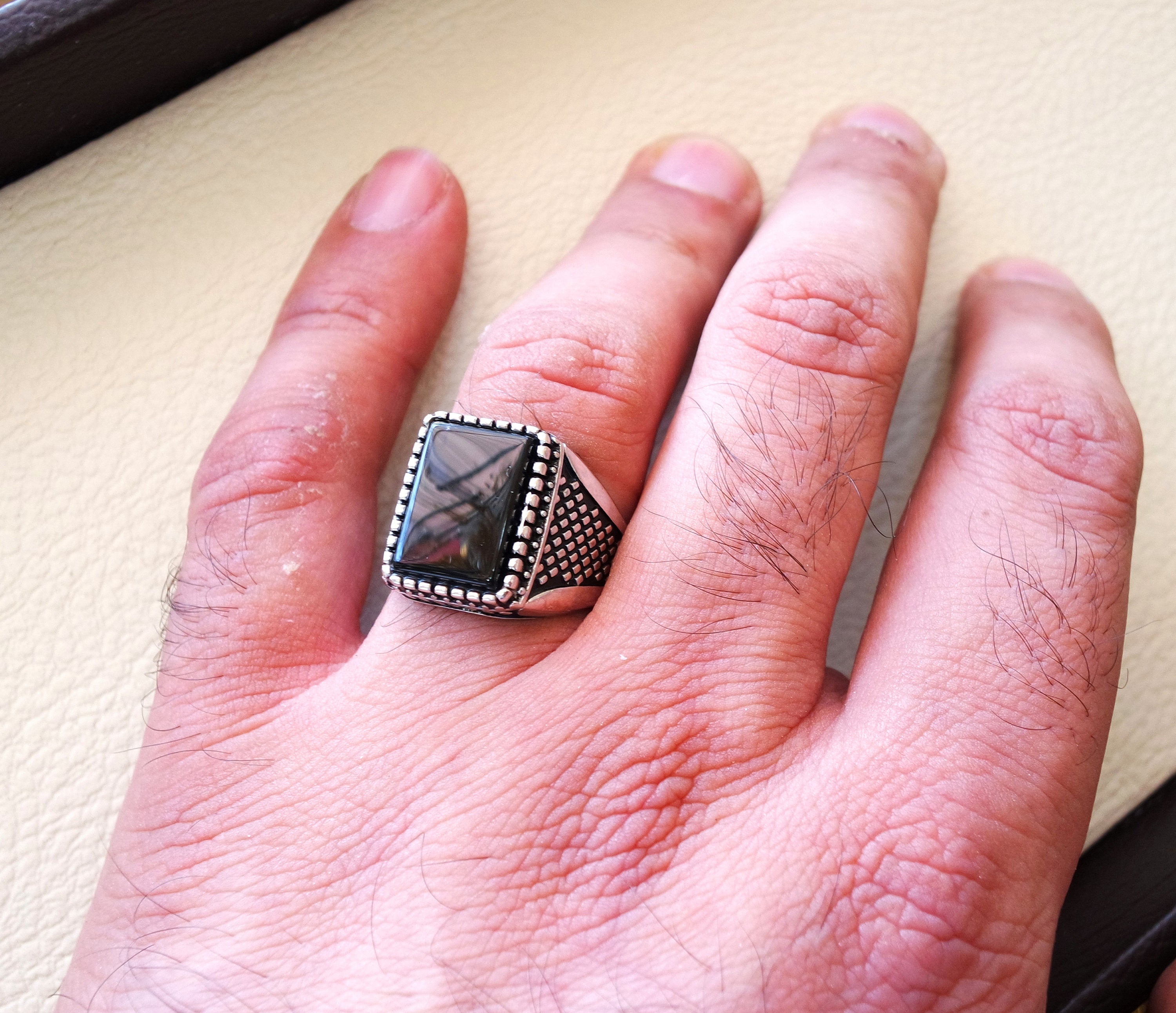 Black store aqeeq ring