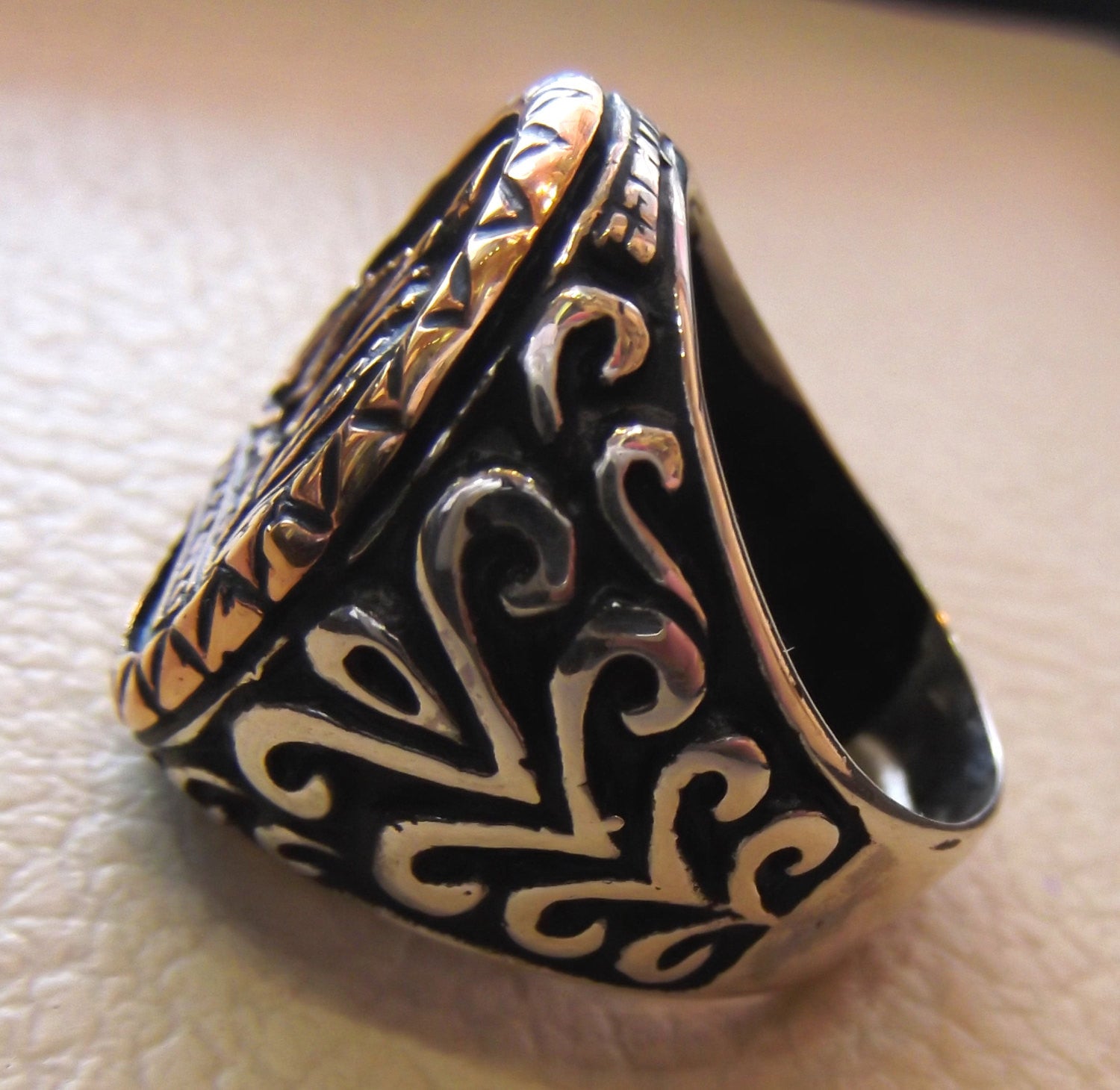 royal crown men ring sterling silver 925 vintage style bronze big