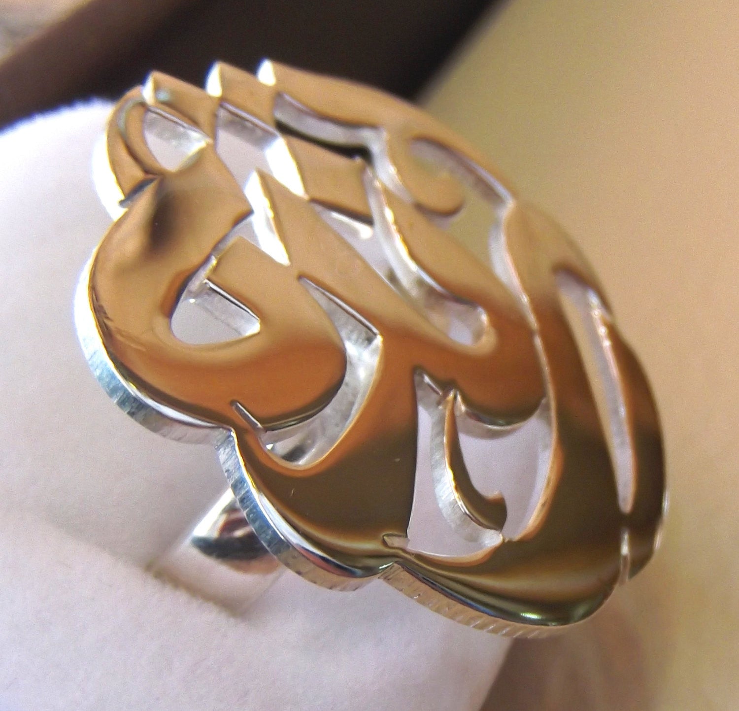 arabic calligraphy customized name sterling silver 925 high quality polishing ring fit all sizes any name خاتم اسماء عربي
