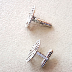 cufflinks , cuflinks 2 or 1 name calligraphy arabic customized any name made to order sterling silver 925 heavy men jewelry