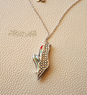 Palestine map Aqsa colorful enamel flag necklace sterling silver 925 high quality jewelry koufyeh Arabic fast shipping كوفيه خارطه فلسطين