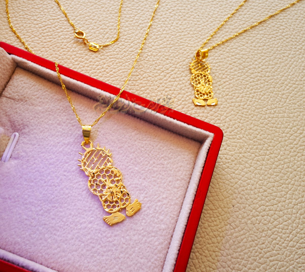 Handalah 21K gold Palestine refugee symbol pendant with Disco chain go ...