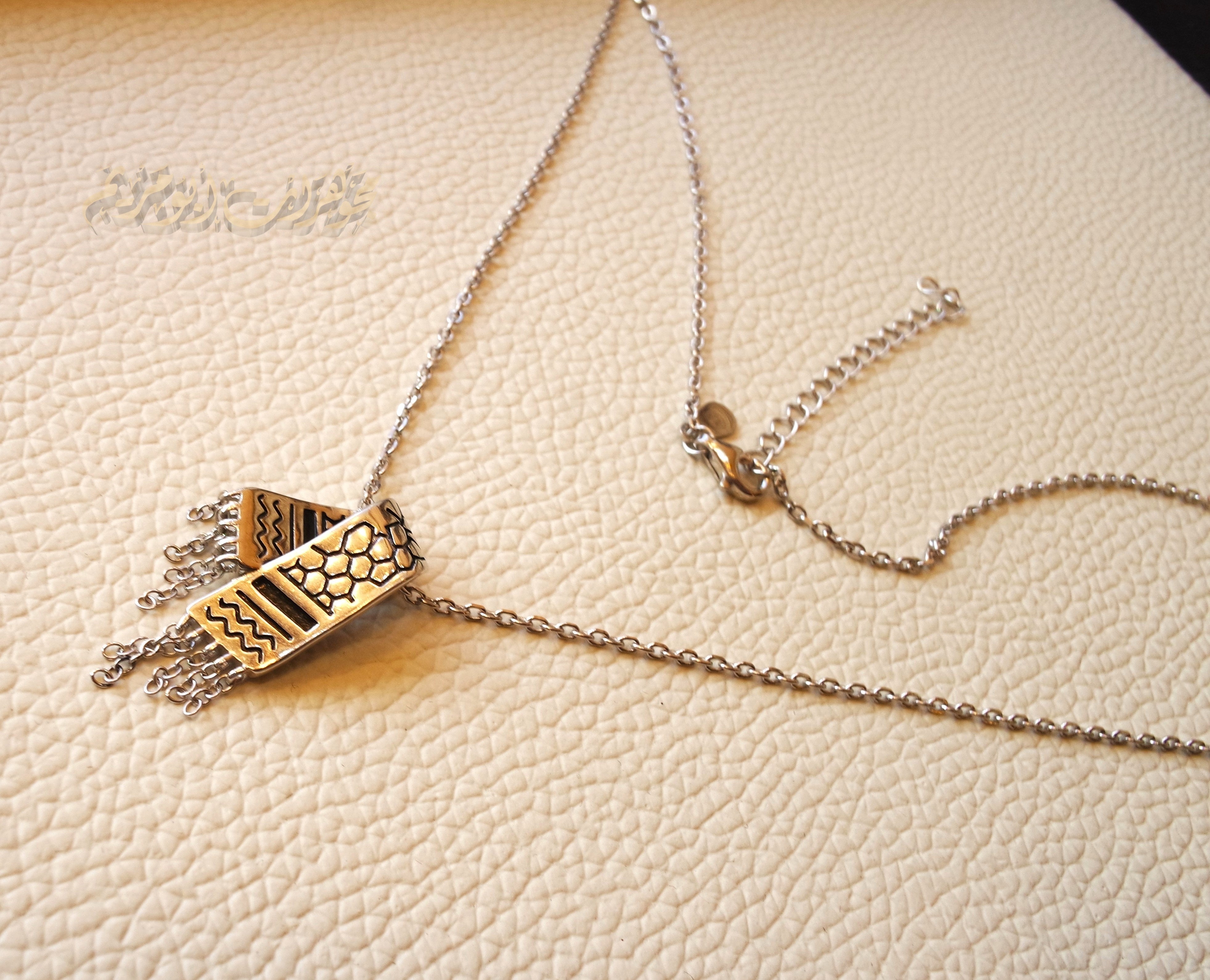 Palestine koufeyeh necklace sterling silver 925 high quality jewelry koufyeh Arabic fast shipping كوفيه خارطه فلسطين
