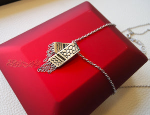 Palestine koufeyeh necklace sterling silver 925 high quality jewelry koufyeh Arabic fast shipping كوفيه خارطه فلسطين