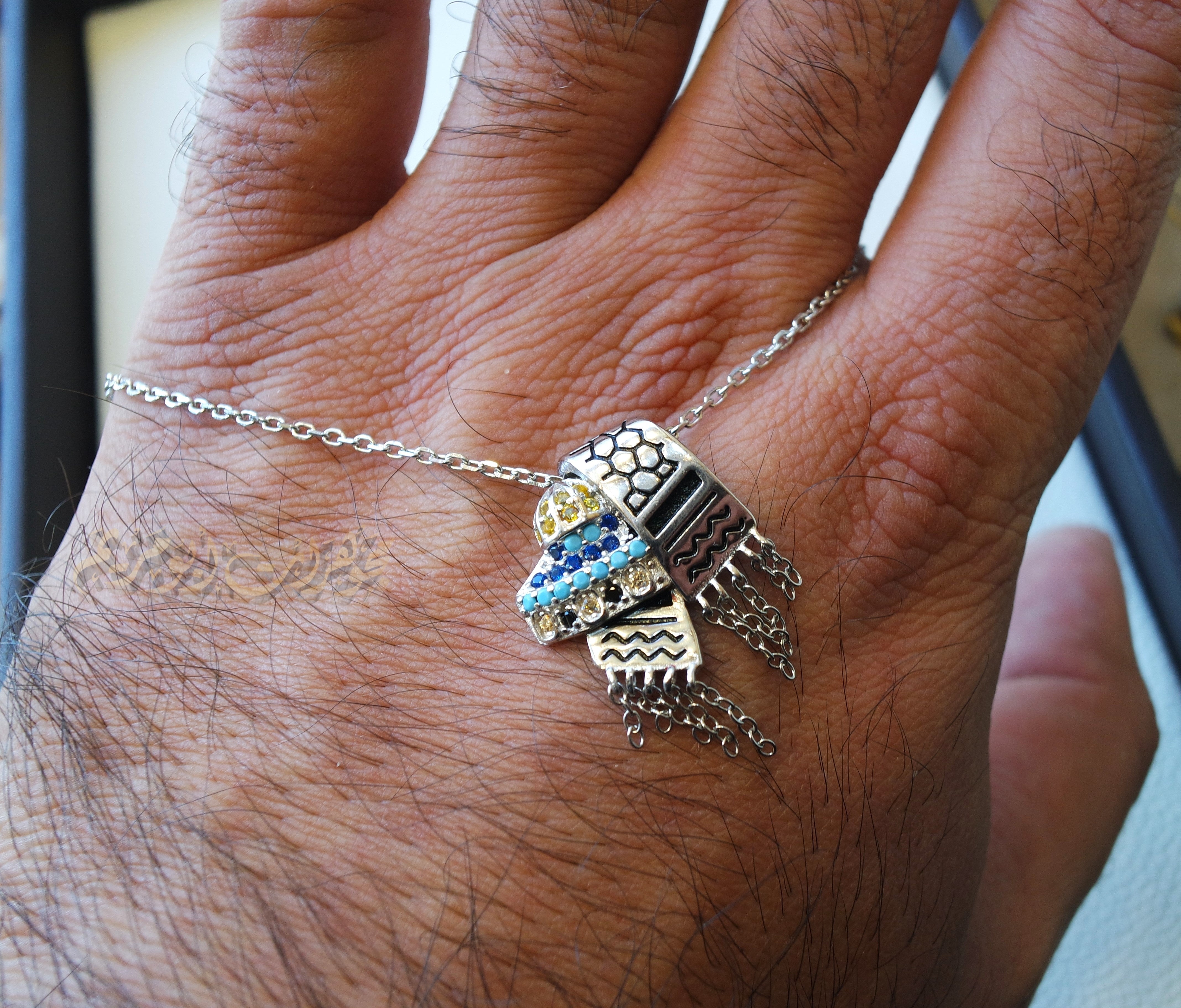 Palestine koufeyeh ِAqsa necklace sterling silver 925 high quality jewelry koufyeh Arabic fast shipping  قبة الصخرة كوفية كوفيه خارطه فلسطين