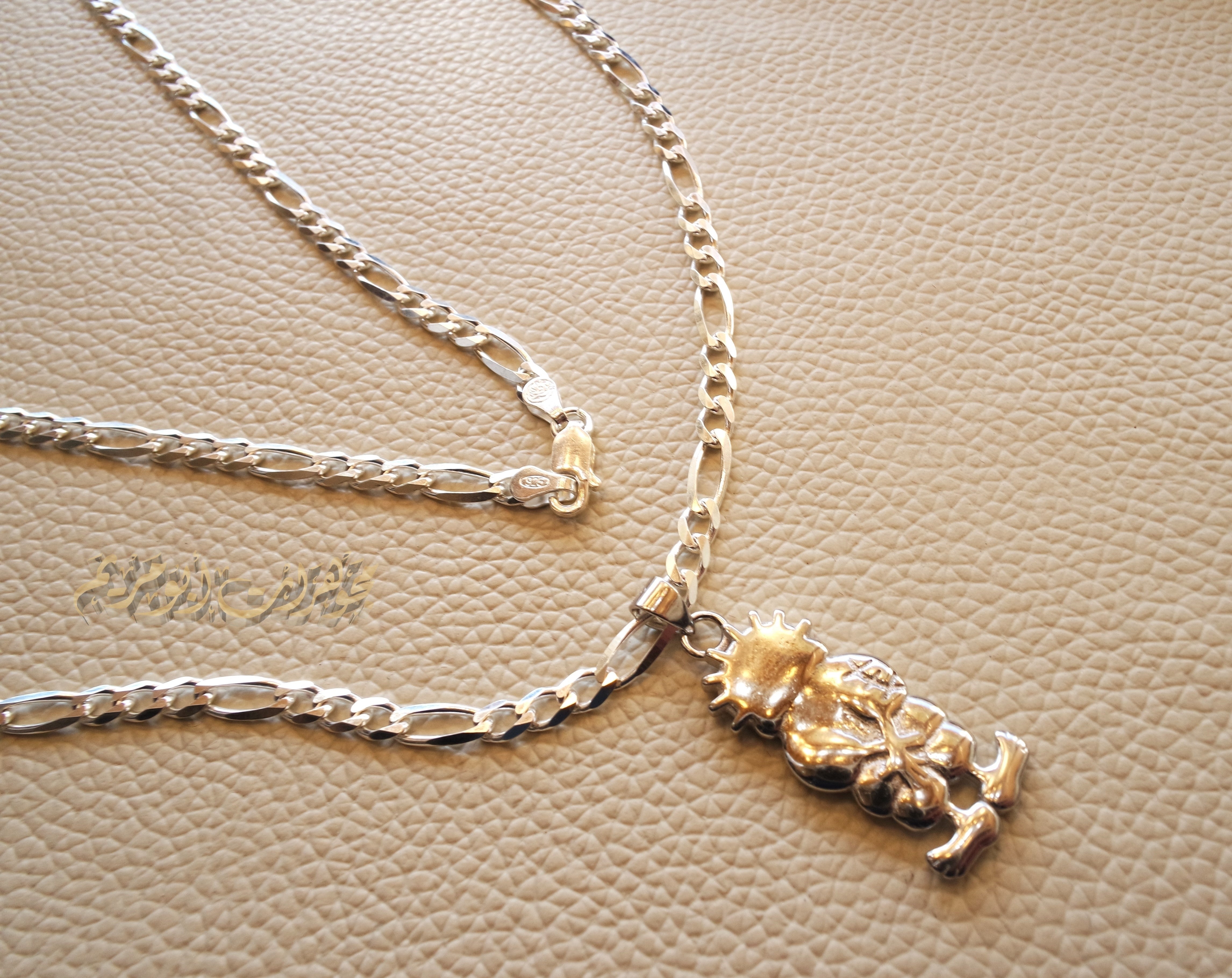 Handala sterling silver 925 Pendant and thick chain  , palestine symbol refugee symbol heavy jewelry piece please read item description فلسطين حنضله حنظله