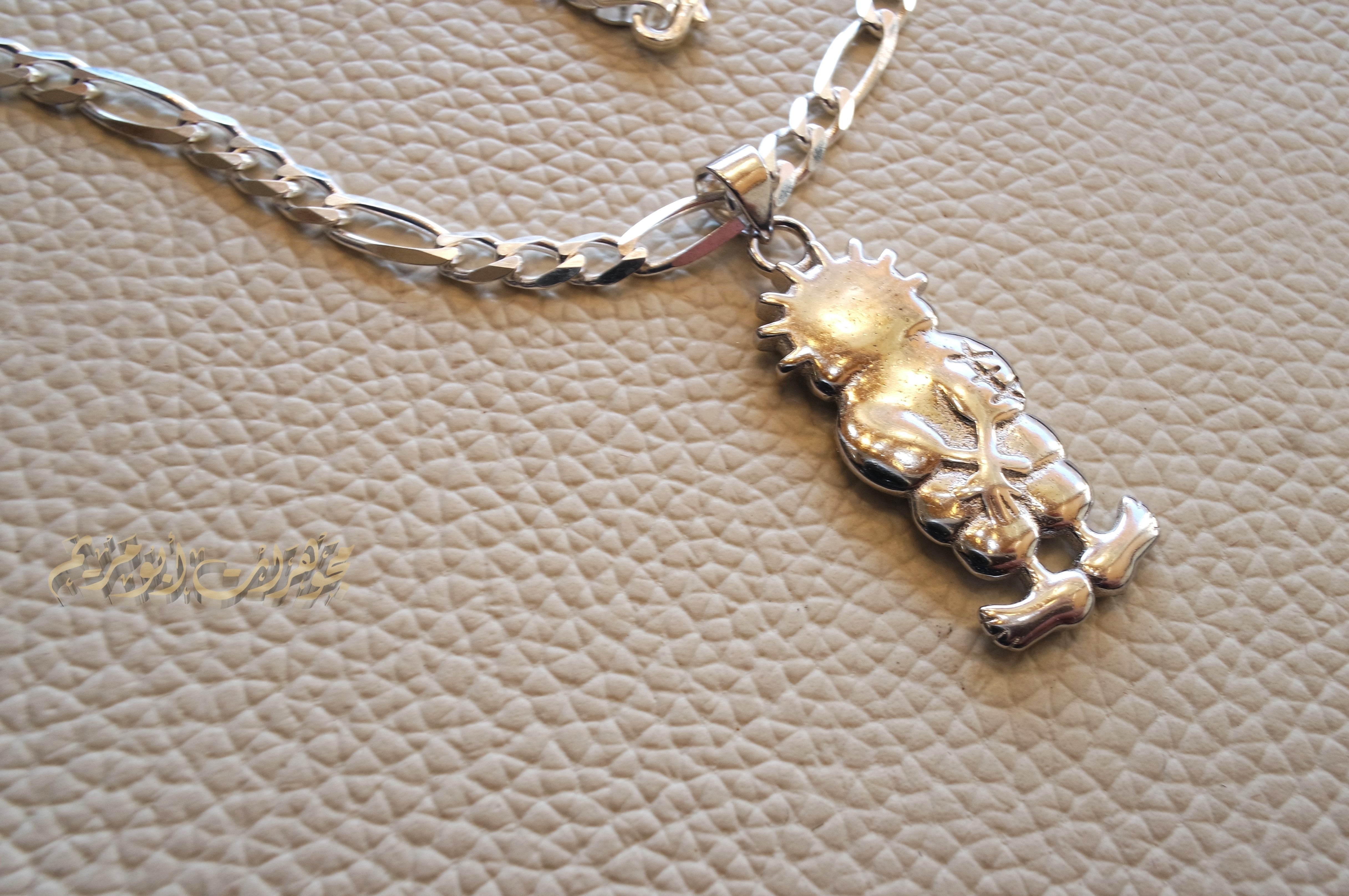 Handala sterling silver 925 Pendant and thick chain  , palestine symbol refugee symbol heavy jewelry piece please read item description فلسطين حنضله حنظله