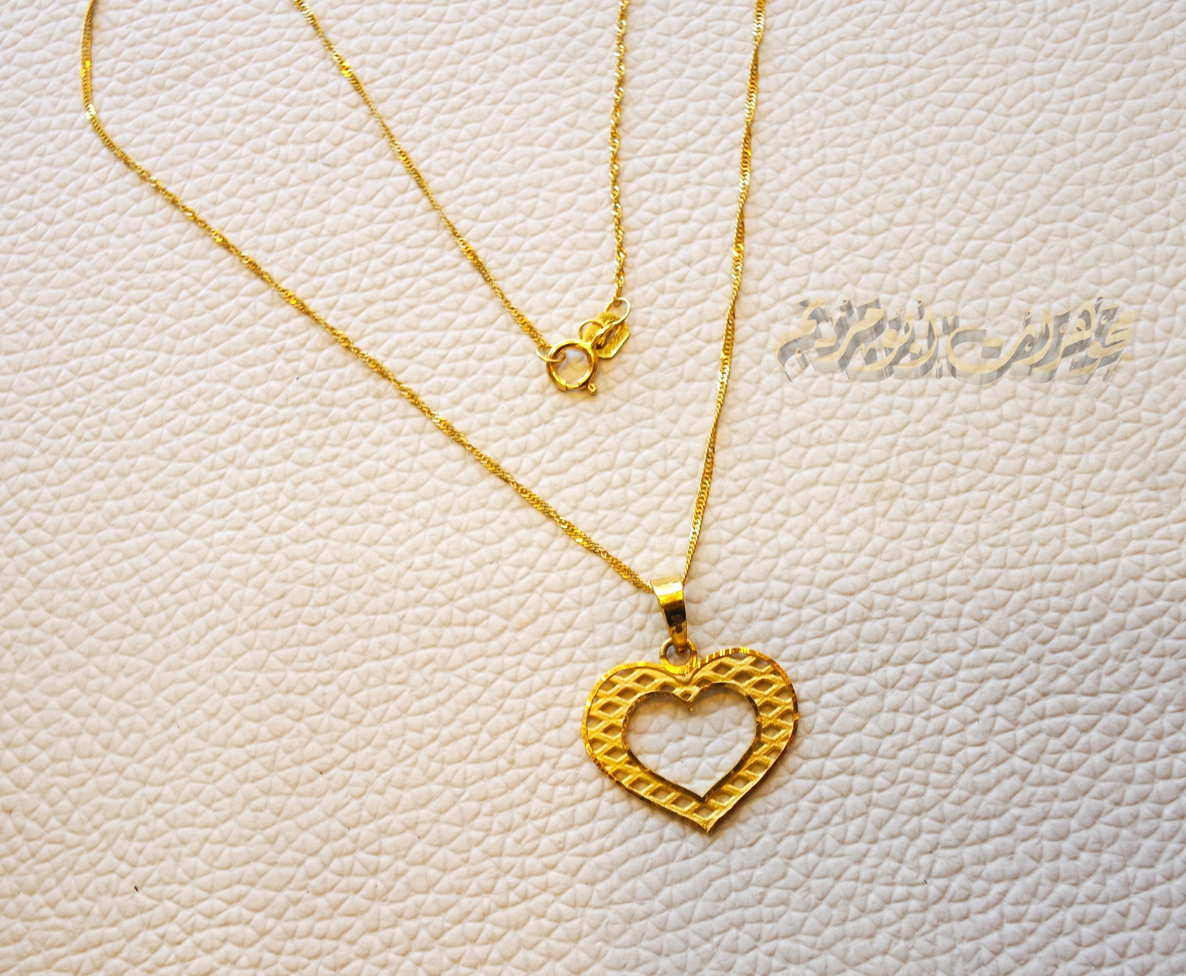 21K gold heart pendant with Disco chain gold jewelry 16 and 20 inches fast shipping with gift box