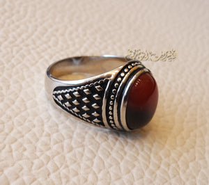 Kids ring red Aqeeq agate carnelian natural stone sterling silver 925 , perfect for adult pinkie or for boys or girls children jewelry