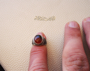 Kids ring red Aqeeq agate carnelian natural stone sterling silver 925 , perfect for adult pinkie or for boys or girls children jewelry