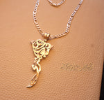 Rose flower Personalized pendant with thick chain names Arabic customized silver 925 high quality polishing big size تعليقه اسماء عربي