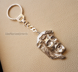 Jesus Christ face head huge pendant keychain sterling silver 925 jewelry christianity vintage handmade heavy man gift fast shipping