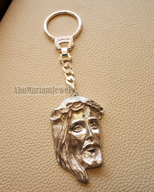 Jesus Christ face head huge pendant keychain sterling silver 925 jewelry christianity vintage handmade heavy man gift fast shipping