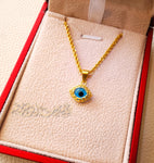 21K gold evil eye pendant with rope chain gold jewelry 16 and 20 inches fast shipping with gift box