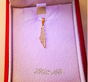 21K gold Palestine map pendant gold jewelry Arabic fast shipping 2 sizes خارطه و علم فلسطين