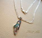 Palestine map Aqsa colorful enamel Palestinian flag colors cubic zirconia necklace thick chain 2 sterling silver 925 high quality jewelry Arabic خارطه فلسطين