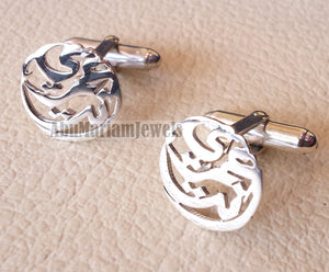 cufflinks , standard size name of two words each calligraphy arabic customized any name made to order sterling silver 925 heavy men jewelry