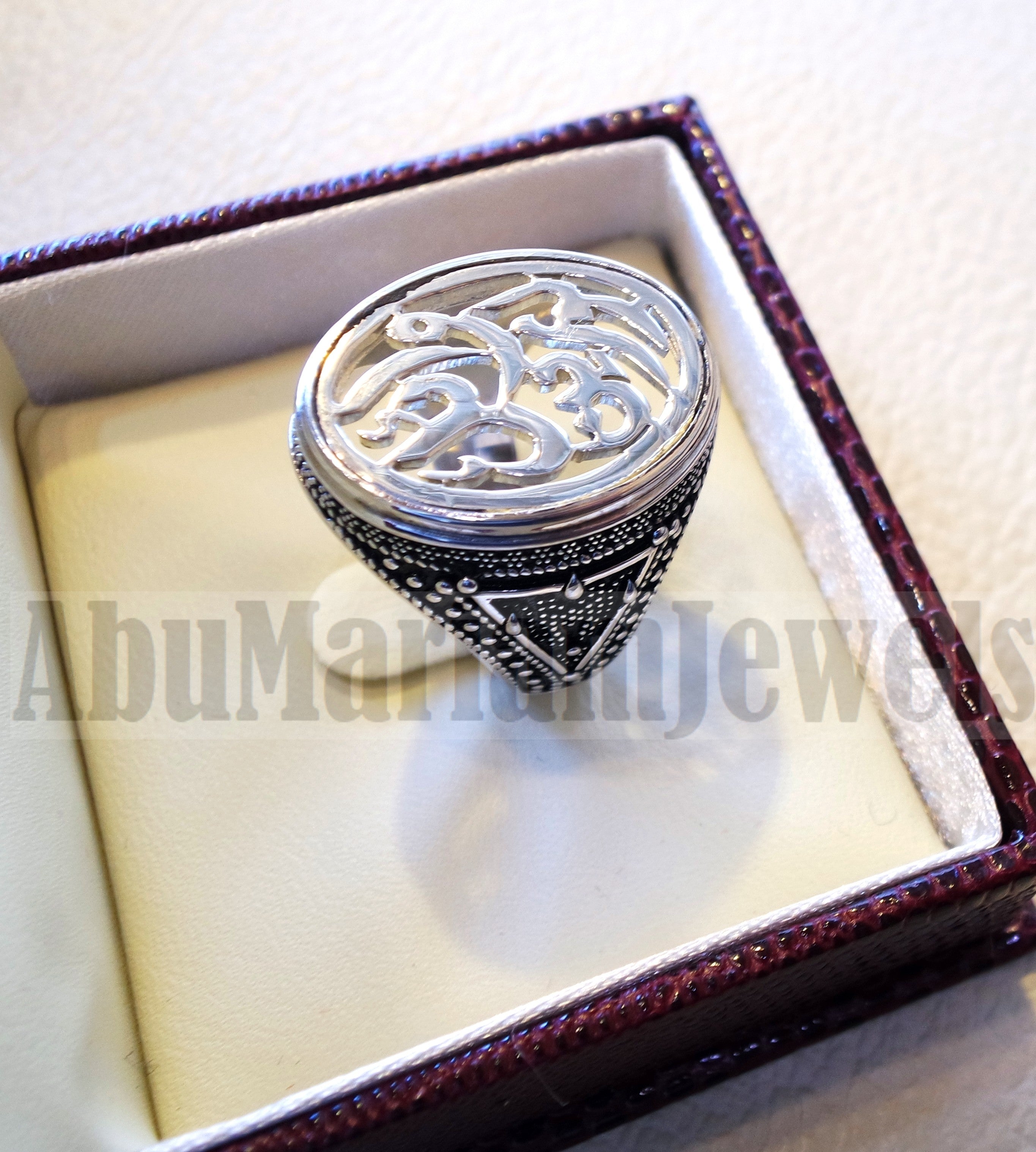 Customized Arabic calligraphy names handmade ring personalized antique jewelry style sterling silver 925 any size TSN1007 خاتم اسم تفصيل