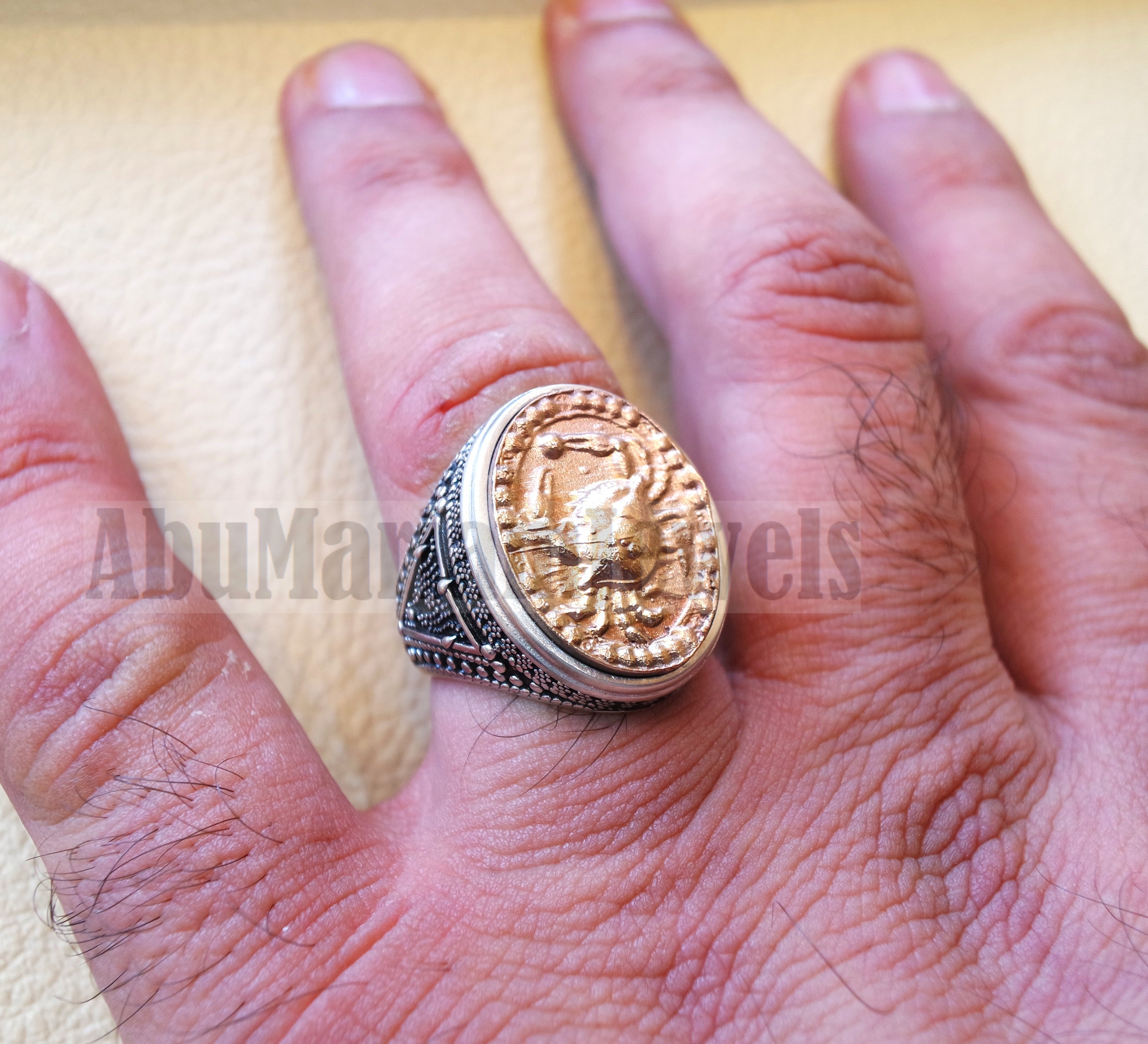 Horoscopes zodiac sign cancer sterling silver 925 and antique bronze huge men ring all sizes men jewelry gift that bring luck fast shipping