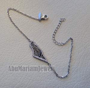 Palestine map bracelet sterling silver 925 jewelry koufyeh style cubic zirconia stones Arabic fast shipping كوفيه خارطه فلسطين