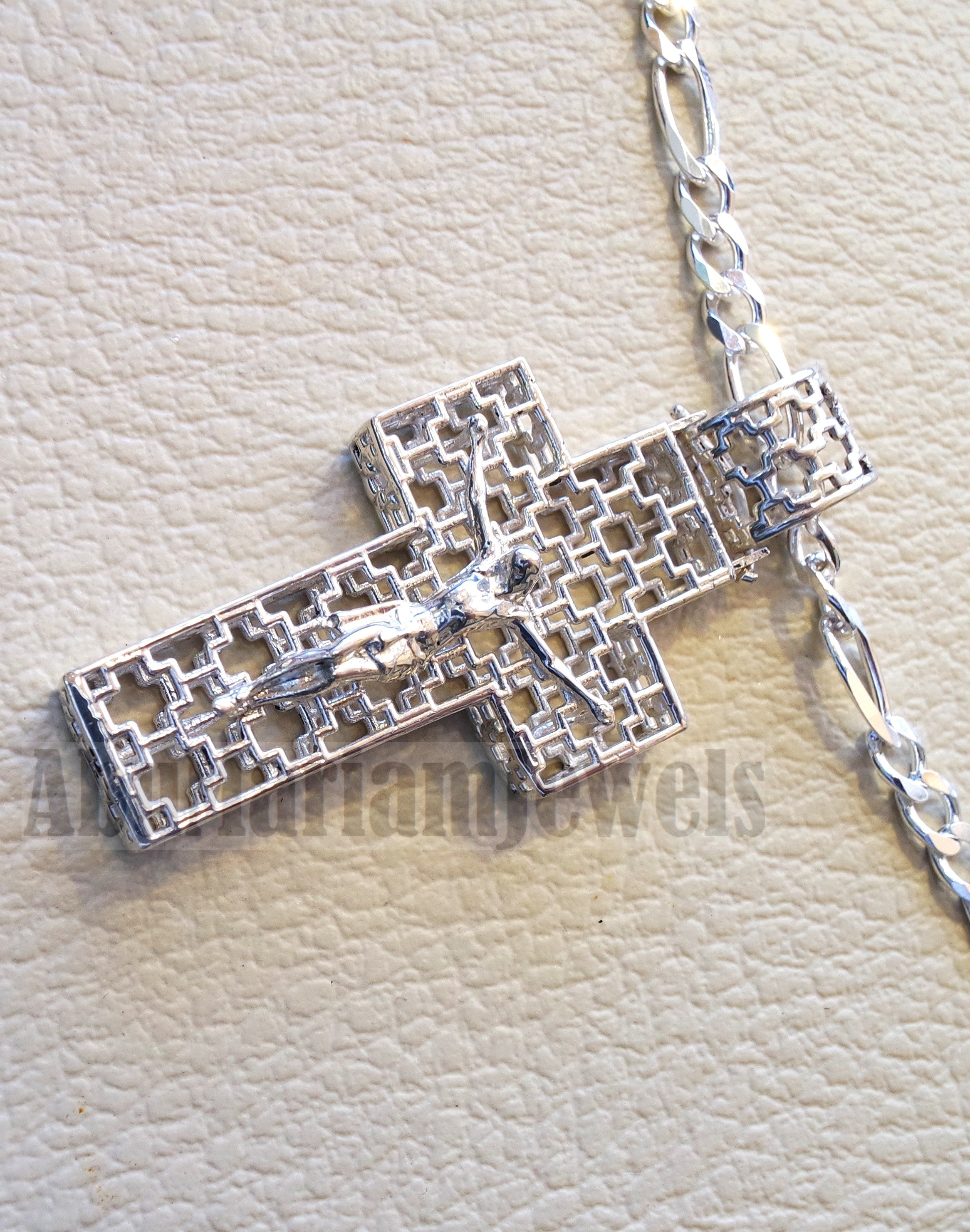 Cross necklace with thick chain sterling silver 925 jewelry Christianity 3d design man women religious gift express shipping