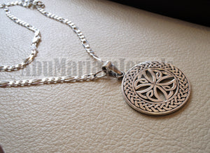 Celtic round cross with thick chain pendant sterling silver 925 jewelry christianity vintage handmade heavy express shipping Christ religion