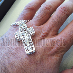 Cross necklace with thick chain sterling silver 925 jewelry Christianity 3d design man women religious gift express shipping