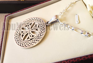 Celtic round cross with thick chain pendant sterling silver 925 jewelry christianity vintage handmade heavy express shipping Christ religion